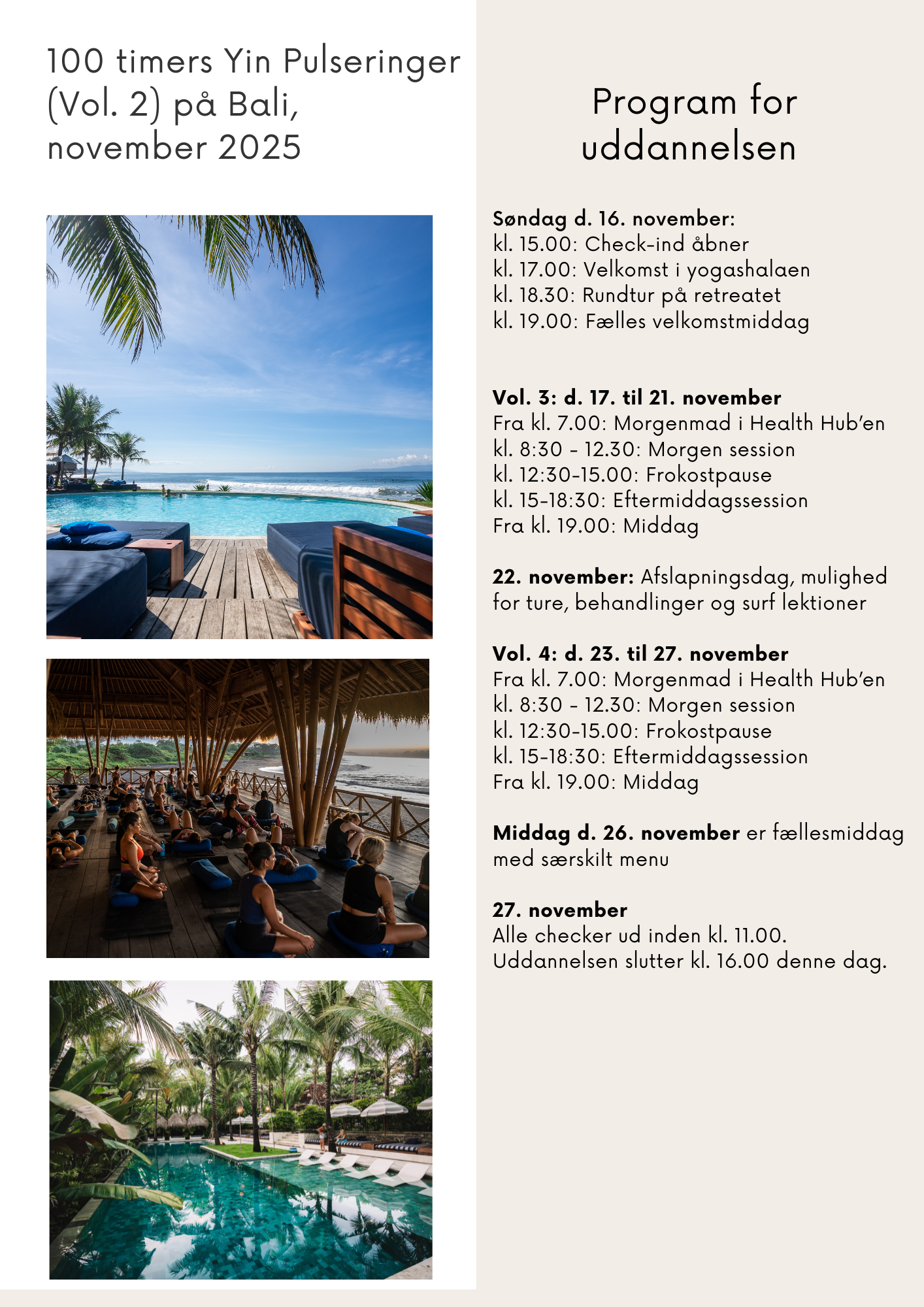 100-timers Yin Pulseringer Uddannelse på Bali - Start d. 16. nov. (DEPOSITUM)